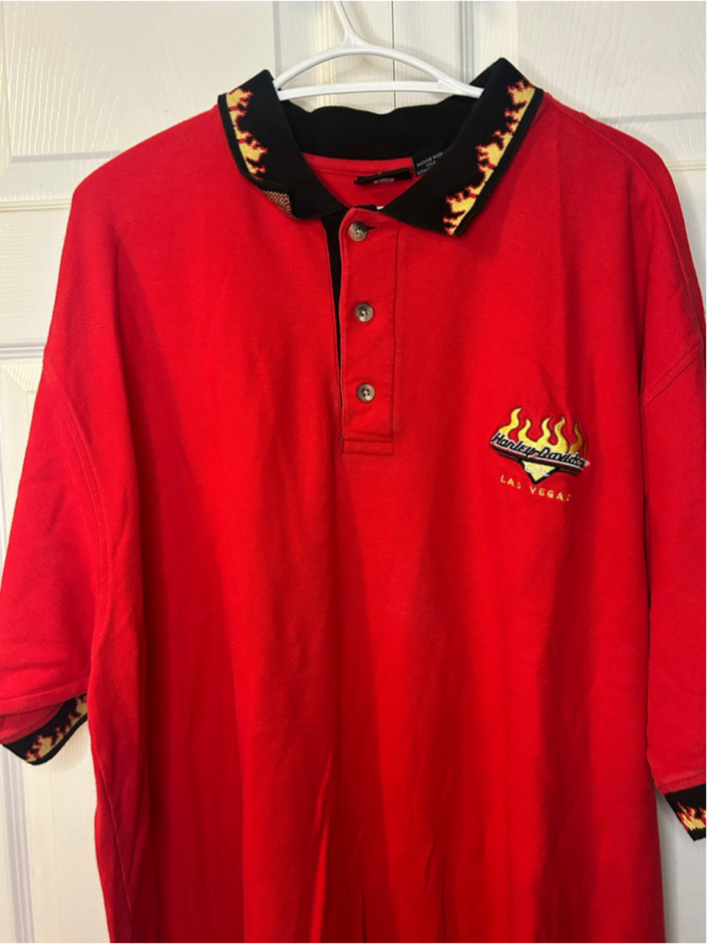 Harley-Davidson Cafe Las Vegas Flame Polo Shirt Red XXL Biker Motorcycle